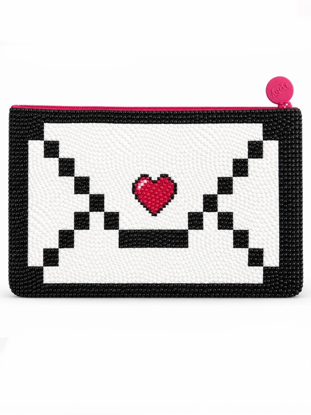 Ipsy February 2016 Zip Cosmetic Makeup Bag Beaded Love Envelope
